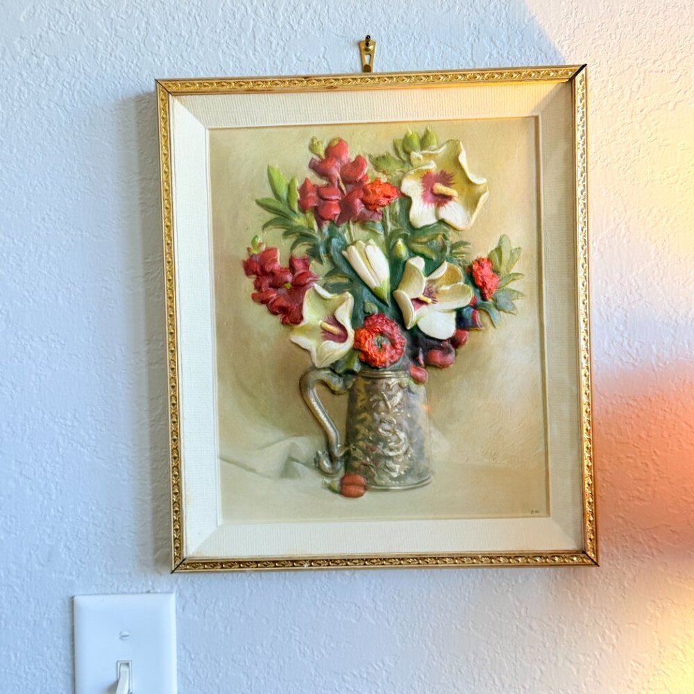 1950's Metalcraft 3D Floral Picture - Picture 11 of 16